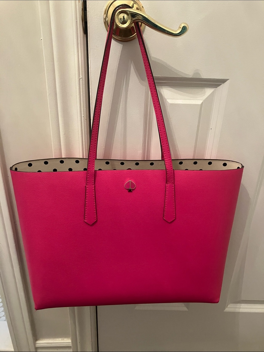 kate spade Bright Pink Tote with Polka-Dot Interior